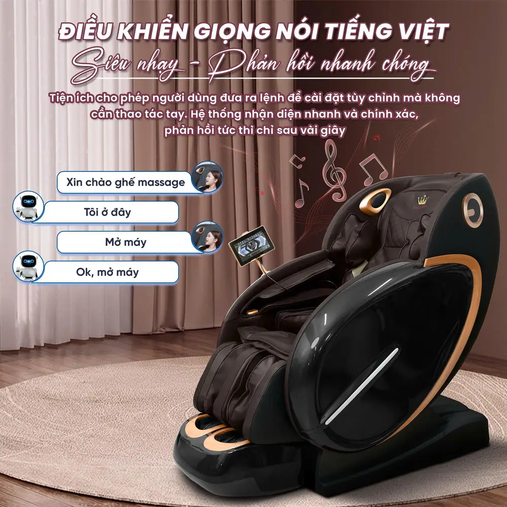 Ghế Massage Queen Crown QL698 Luxury - Giọng nói AI Tiếng Việt