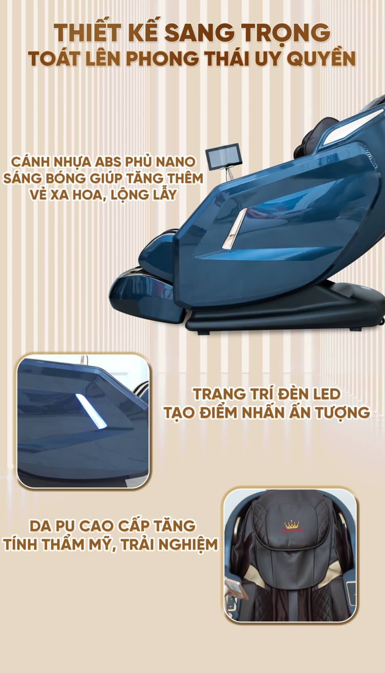 Ghế Massage Cao Cấp Queen Crown S860 Pro - Thiết kế sang trọng
