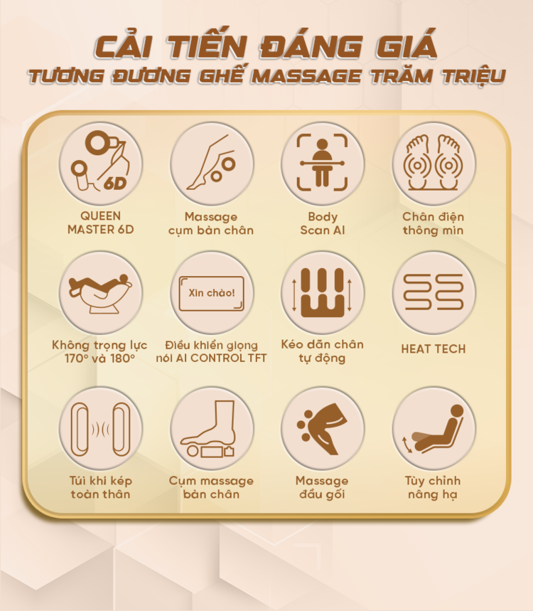 Ghế Massage Cao Cấp Queen Crown A009 Diamond Cải tiến đáng giá