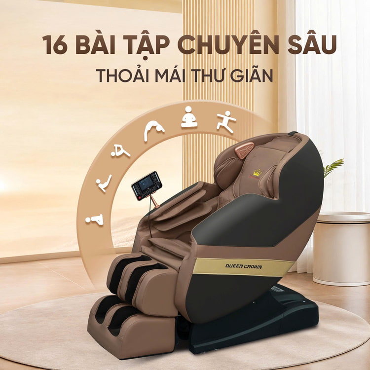 Ghế massage Queen Crown QE555 Pro - 16 bài tập chuyên sâu