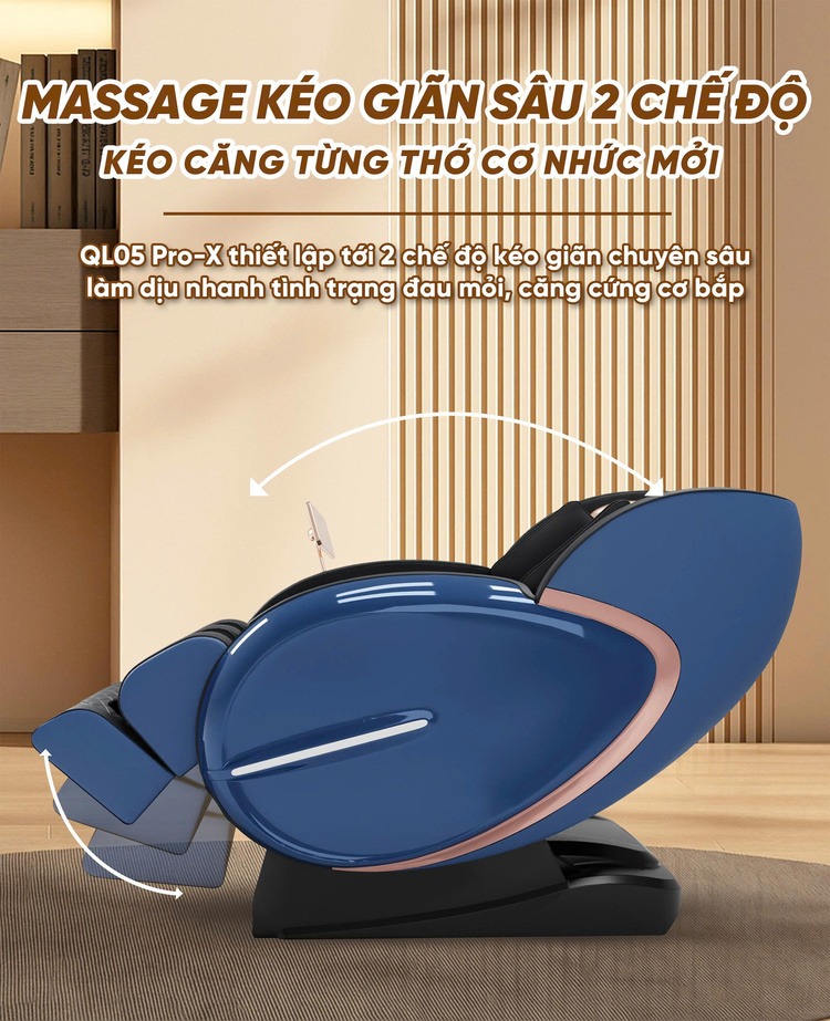 Ghế massage Queen Crown QL05 Pro-X - Kéo giãn chuyên sâu