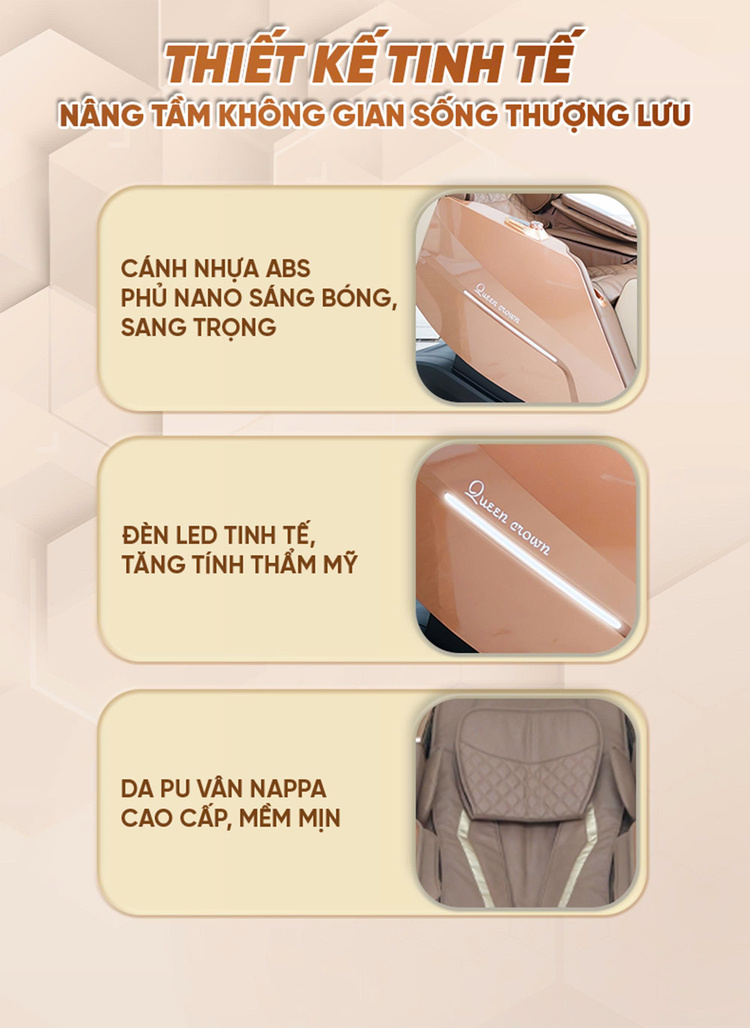Ghế Massage Cao Cấp Queen Crown A009 Diamond Thiết kế sang trọng