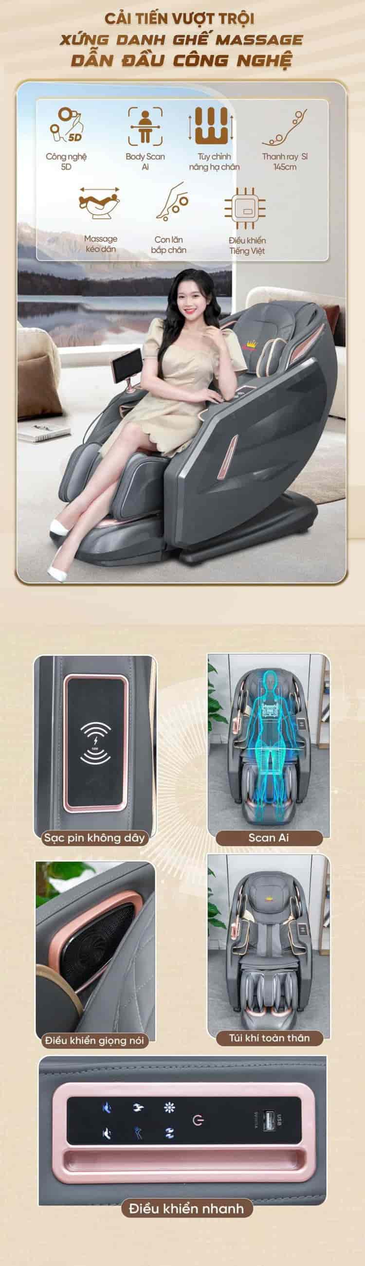 Ghế massage cao cấp Queen Crown S850 Pro - Cải tiến vượt trội