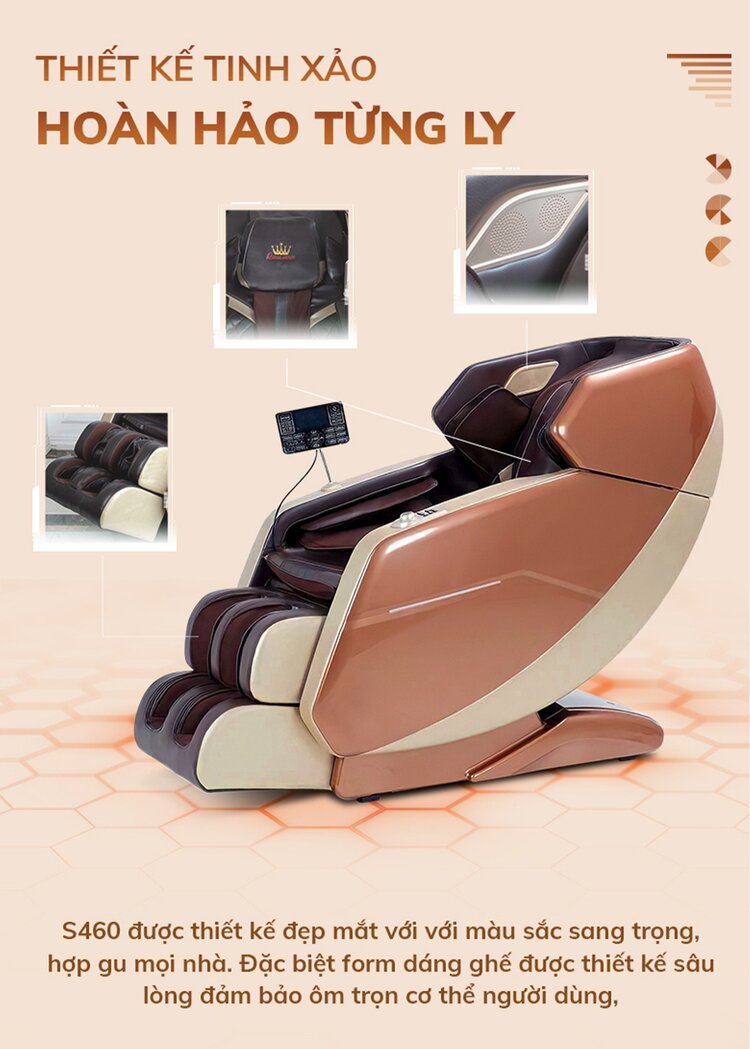 Ghế massage Queen Crown QC S460 có thiết kế tinh xảo