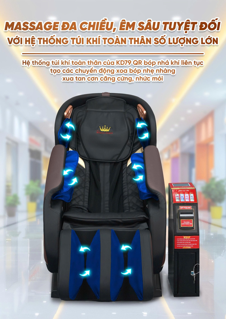 Ghế massage kinh doanh Queen Crown KD79 Plus - Massage đa chiều