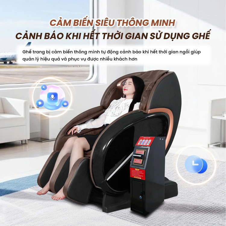 Ghế massage kinh doanh Queen Crown KD008 - Cảm biến thời gian tiện lợi