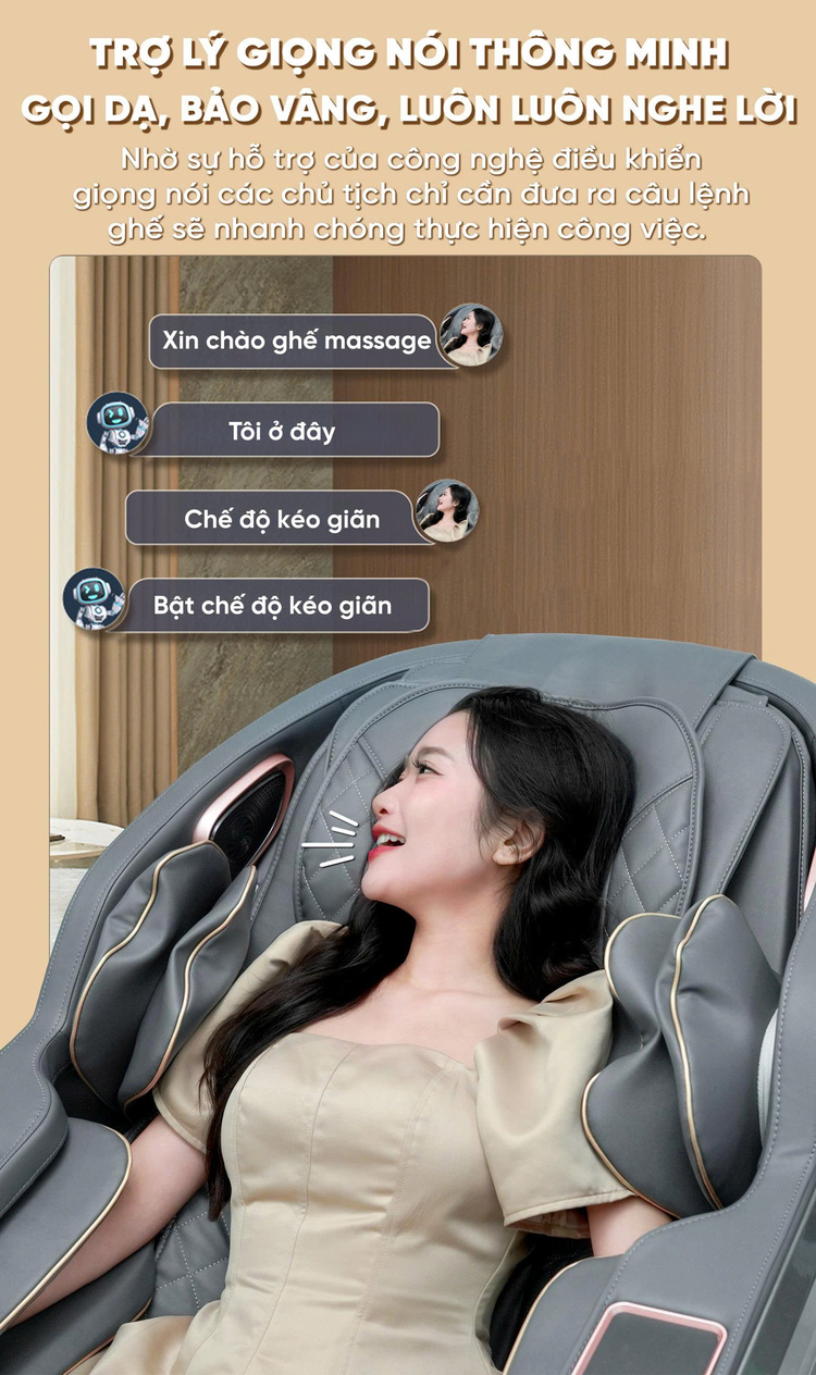 Ghế massage cao cấp Queen Crown S850 Pro - Điều khiển giọng nói
