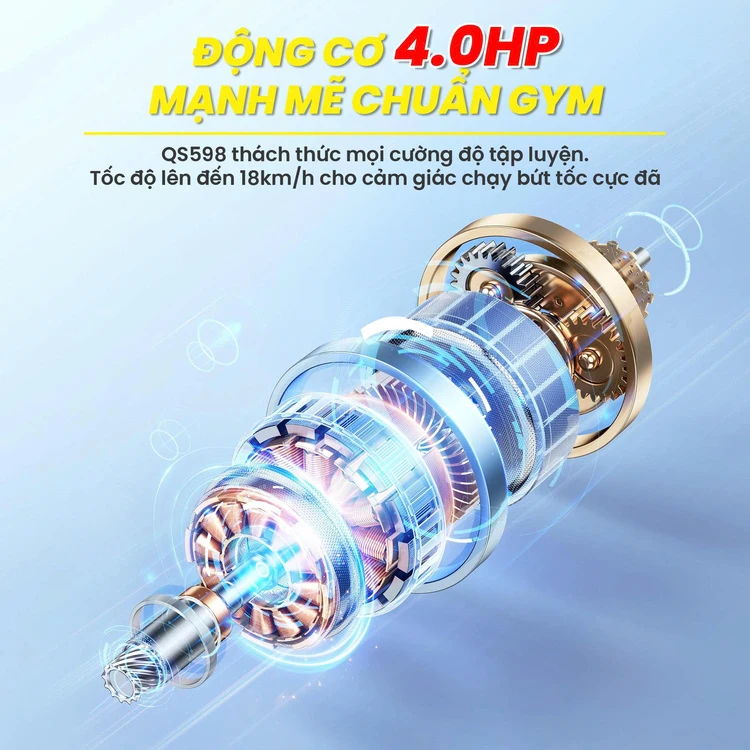 Máy chạy bộ Queen Crown QS 598 - Động cơ mạnh mẽ