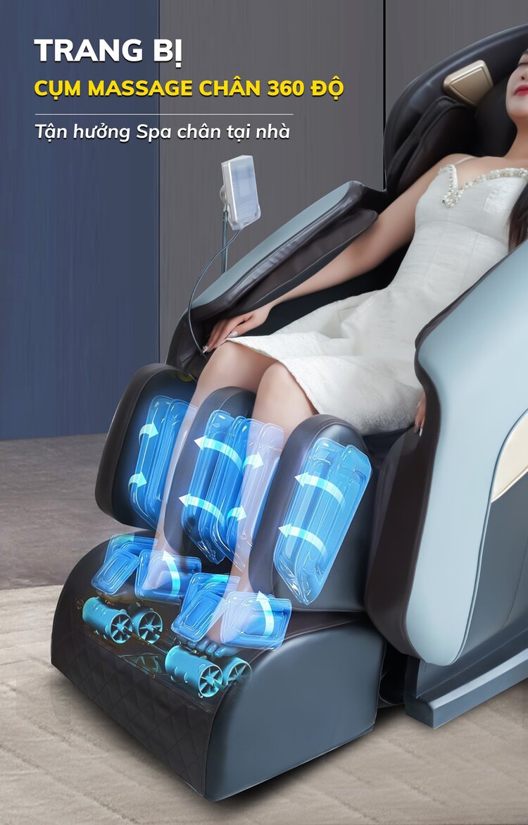 Ghế massage Queen Crown QE66 trang bị cụm massage chân