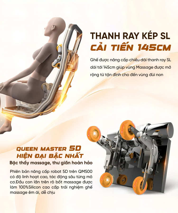 Ghế massage Queen Crown QM500 cải tiến công nghệ massage 