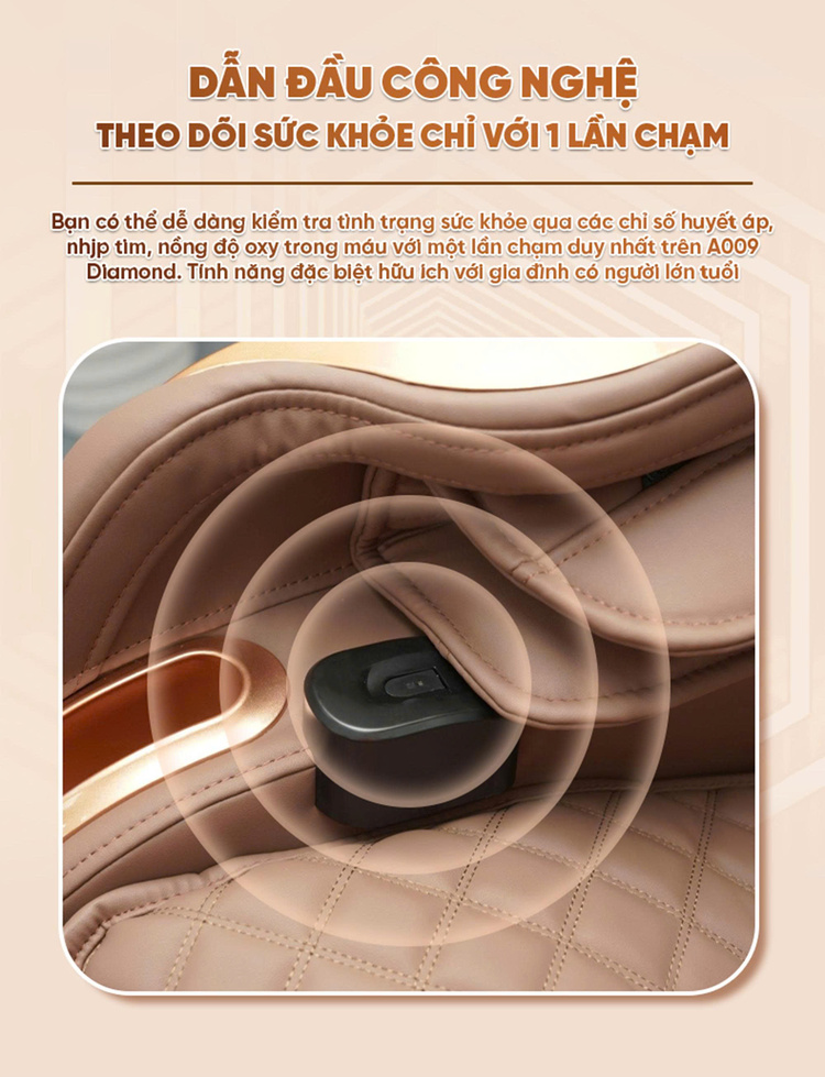 Ghế Massage Cao Cấp Queen Crown A009 Diamond Theo dõi sức khỏe thông minh