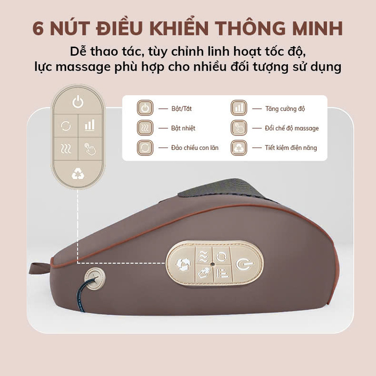 Máy Massage Cổ Vai Gáy Lưng 6 nút điều khiển thông minh