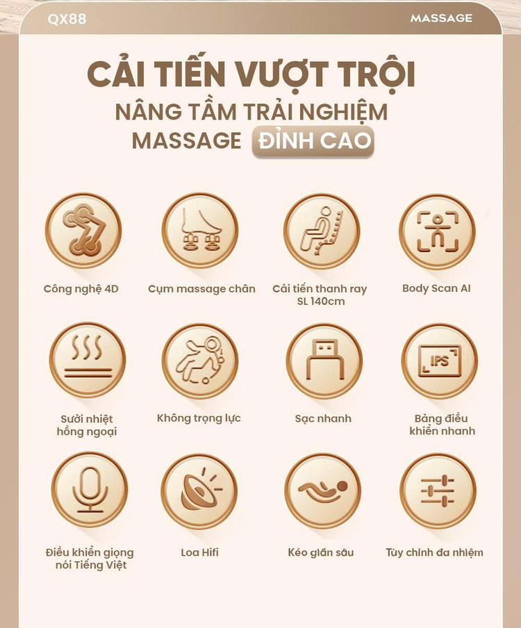 Ghế massage Queen Crown QX88 Cải tiến vượt trội