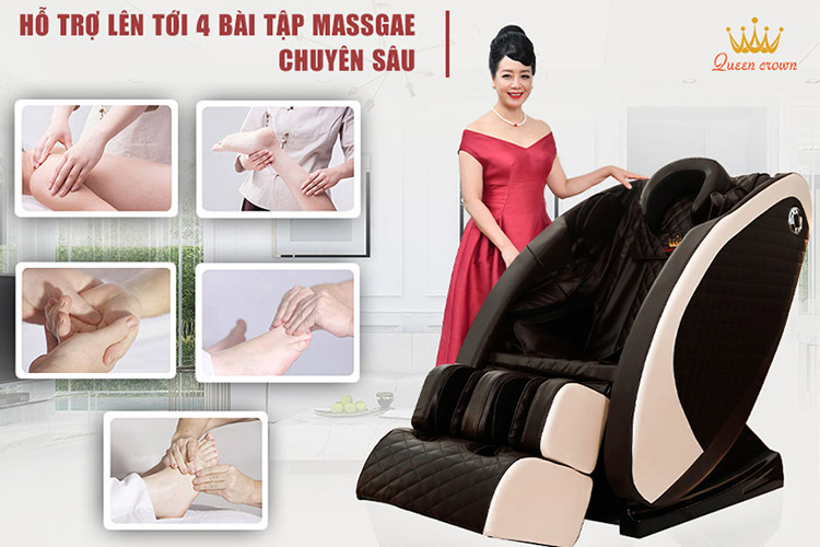 Bài tập massage chuyên sâu ghế massage Queen Crown QC MD1