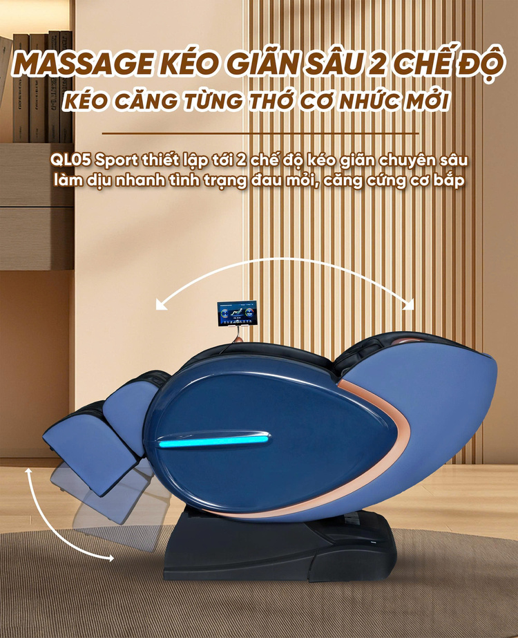 GHẾ MASSAGE QUEEN CROWN QL05 SPORT Massage kéo giãn