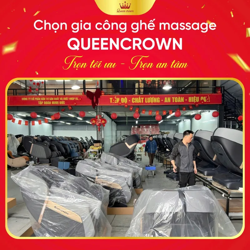 Ghế massage được sản xuất trên dây chuyền khép kín, chuyên nghiệp