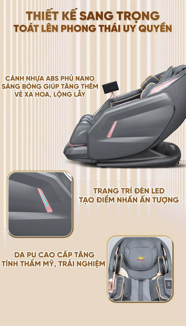 Ghế massage cao cấp Queen Crown S850 Pro - Thiết kế sang trọng