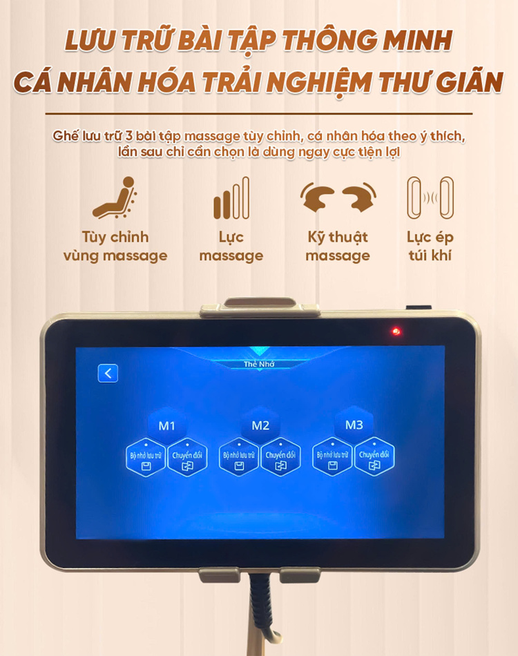 Ghế Massage Cao Cấp Queen Crown A009 Diamond Lưu trữ 3 bài tập tùy chỉnh