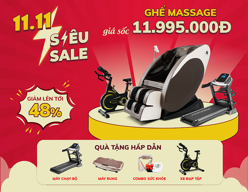 Siêu sale khuyến mãi 11/11 - Mua ghế massage giá chỉ 11.995.000 đồng
