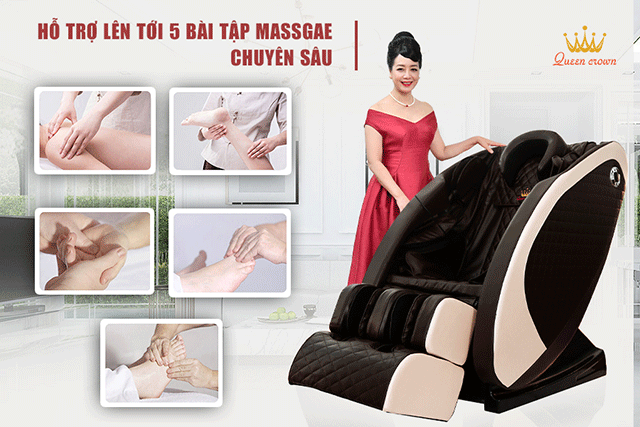 Bài tập massage chuyên sâu ghế massage Queen Crown QC MD1