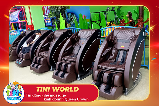 Hệ thống Tiniworld đầu tư 250 ghế massage kinh doanh Queen Crown QC KD7 cho chuỗi cửa hàng toàn quốc