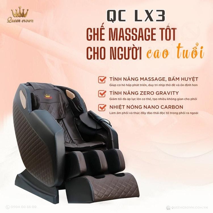 Queen Crown QC LX3 là chiếc ghế massage cho người cao tuổi được yêu thích