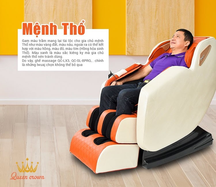 Ghế massage màu cam hợp với người mệnh Thổ