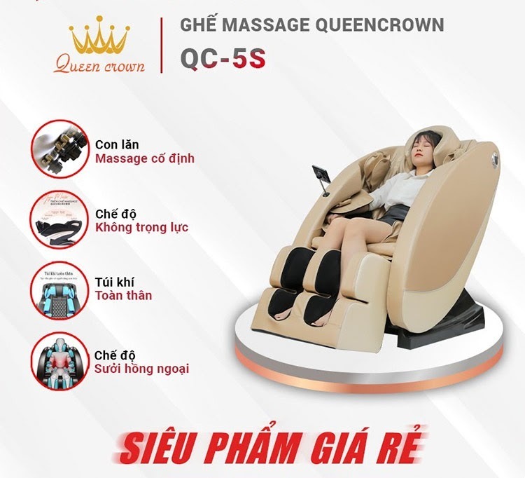 Ghế massage Queen Crown QC 5S tích hợp đầy đủ tính năng hiện đại
