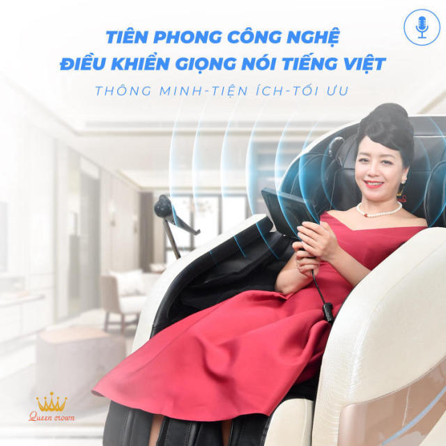 Ghế massage Queen Crown QC CX7 Plus ứng dụng công nghệ điều khiển giọng nói thông minh