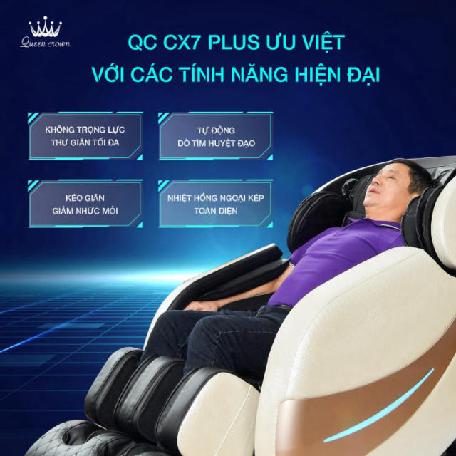 Ghế massage Queen Crown QC CX7 Plus tích hợp nhiều tính năng hiện đại