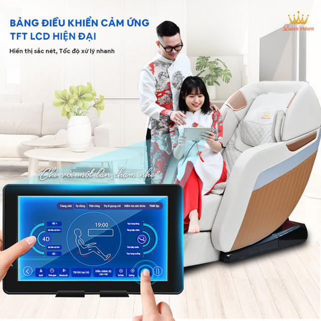 Ghế massage Queen Crown Fantasy M8 có bảng điều khiển cảm ứng thông minh