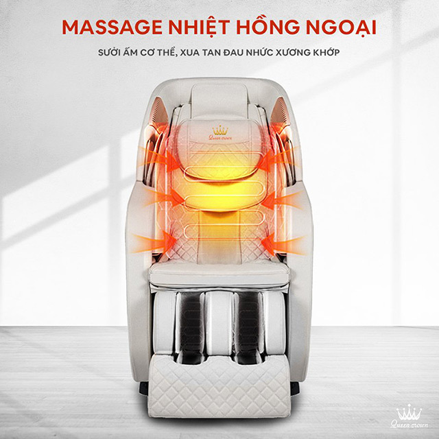 Ghế massage Queen Crown Fantasy M8 trang bị sưởi nhiệt hồng ngoại vùng lưng