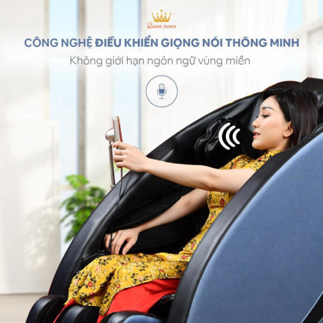Ghế massage Queen Crown QC7 Plus có tính năng điều khiển giọng nói tiếng Việt