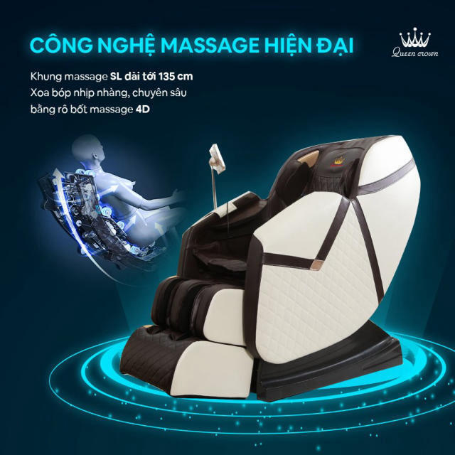 Ghế massage Queen Crown QC LX3 Plus ứng dụng công nghệ massage 4D