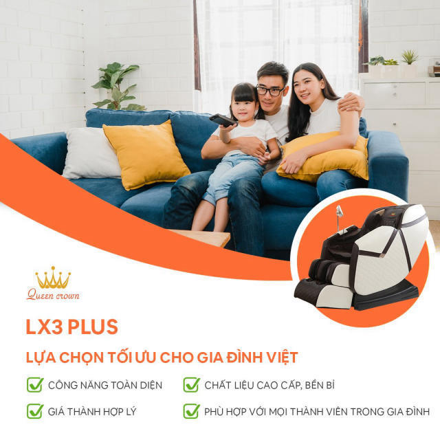 Ghế massage Queen Crown QC LX3 Plus phù hợp với mọi gia đình