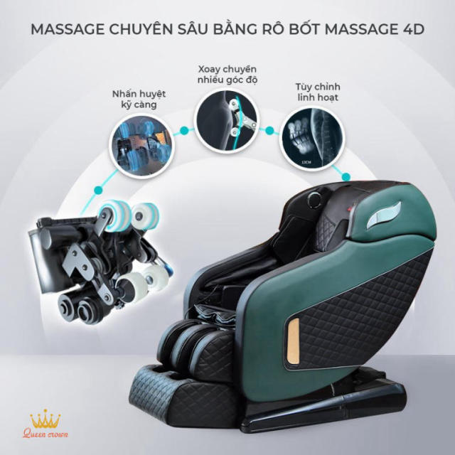 Ghế massage Queen Crown QC CX8 ứng dụng công nghệ massage 4D