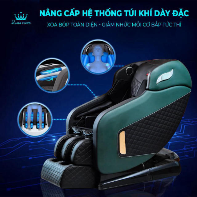 Ghế massage Queen Crown QC CX8 trang bị túi khí kép toàn thân