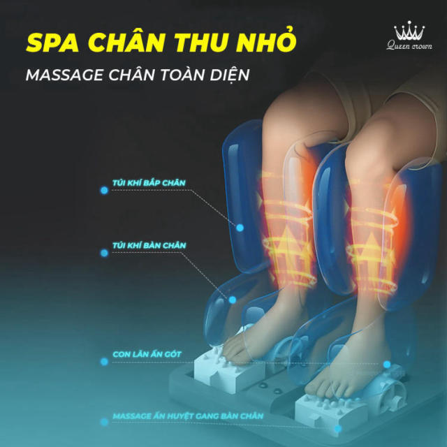 Ghế massage Queen Crown Fantasy X1 trang bị cụm massage chân kiểu Thái