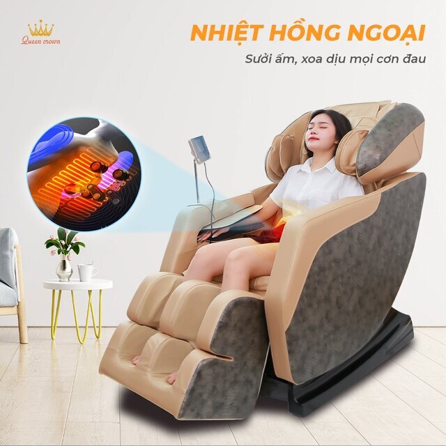 Ghế massage Queen Crown QC F5 trang bị sưởi nhiệt hồng ngoại