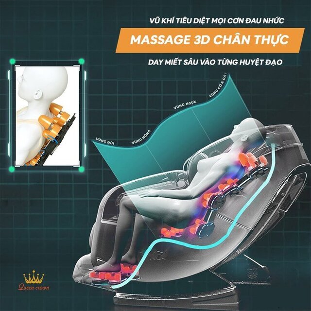Ghế massage Queen Crown Dr. Tokyo 8 ứng dụng công nghệ massage 3D