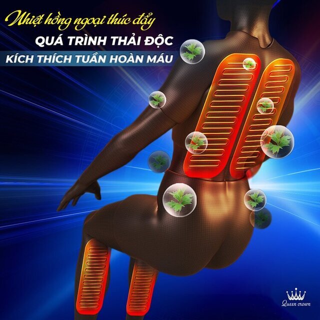 Ghế massage Queen Crown QC V9 có tính năng massage nhiệt hồng ngoại