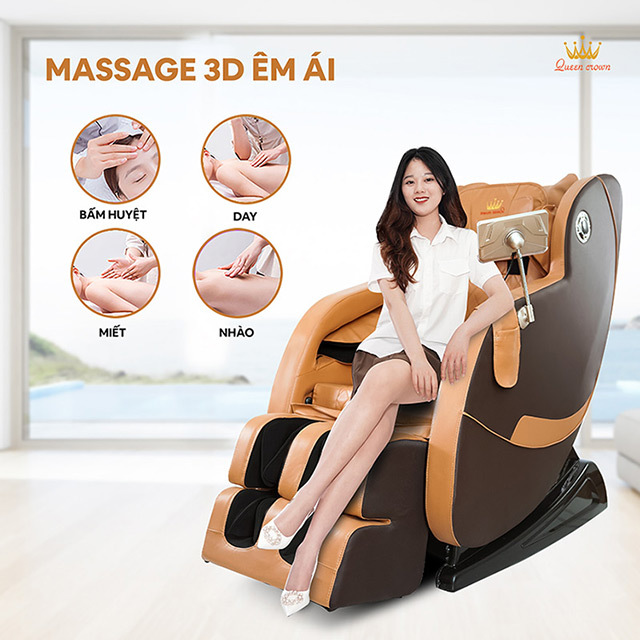 Ghế massage Queen Crown QC T19 ứng dụng công nghệ massage 3D