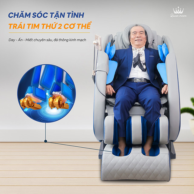 Ghế massage Queen Crown LX888 trang bị cụm massage chân chuyên sâu