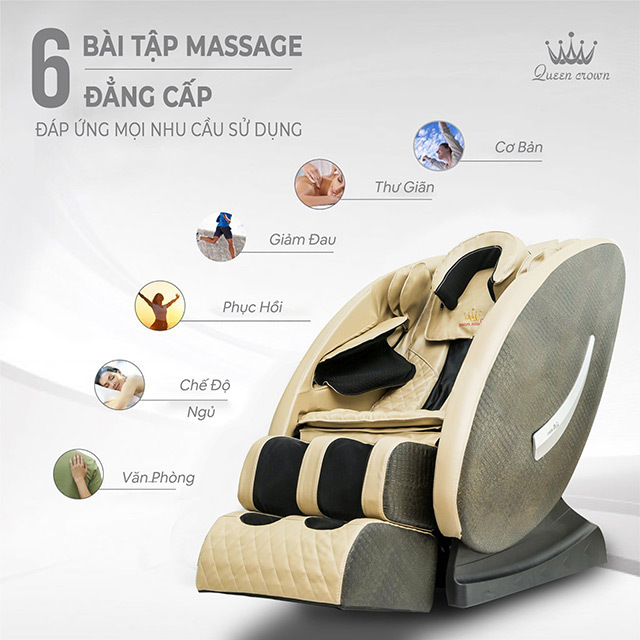 Ghế massage Queen Crown QC LX888 Plus thiết lập 6 bài tập massage chuyên sâu