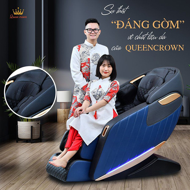 Ghế massage Queen Crown sử dụng da PU
