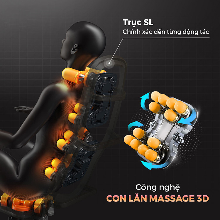 Ghế massage Queen Crown QC K500 trang bị con lăn 3D