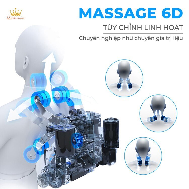 Ghế massage Queen Crown QC 488 Sport massage 6D chân thật
