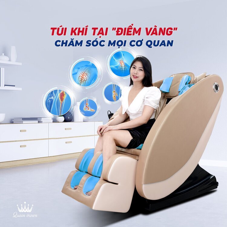 Ghế massage Queen Crown QC 5S tích hợp túi khí toàn thân