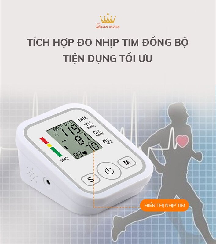 Máy đo huyết áp Queen Crown HA tích hợp đo nhịp tim