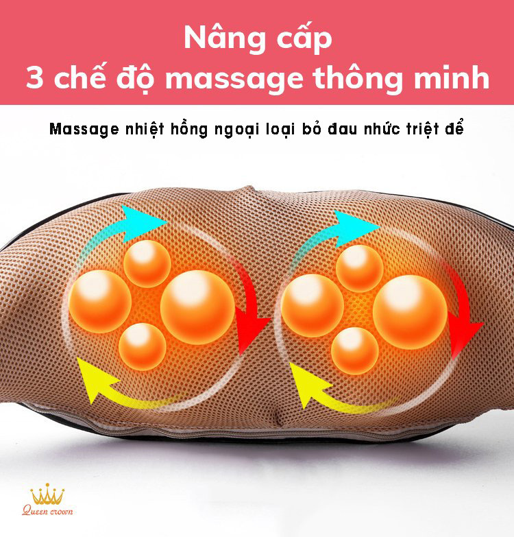 Đai massage cổ, vai, gáy Queen Crown DC02 tích hợp massage nhiệt hồng ngoại